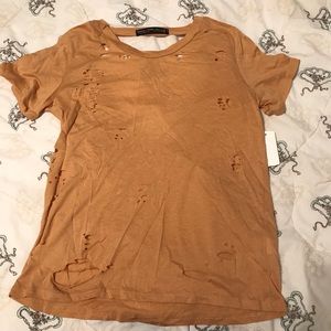 YELLOW / MUSTARD DISTRESSED CUTOUT T-SHIRT